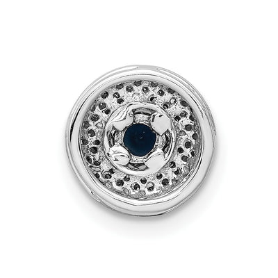 14K White Gold 1/4 carat Diamond and .25 Sapphire Halo Chain Slide