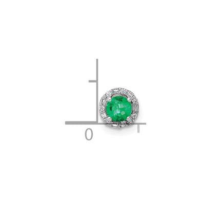 14K White Gold 1/20 carat Diamond and Emerald Halo Chain Slide
