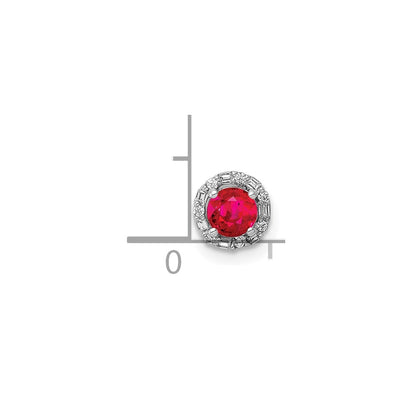 14K White Gold 1/20 carat Diamond and .25 Ruby Halo Chain Slide