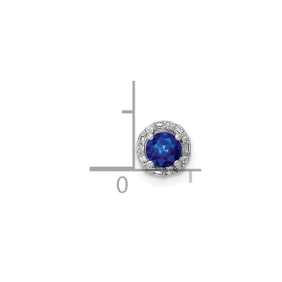 14K White Gold 1/20 carat Diamond and Sapphire Circle Halo Chain Slide