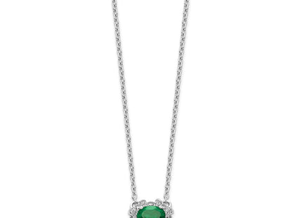 14K white gold diamond oval necklace, alternate view