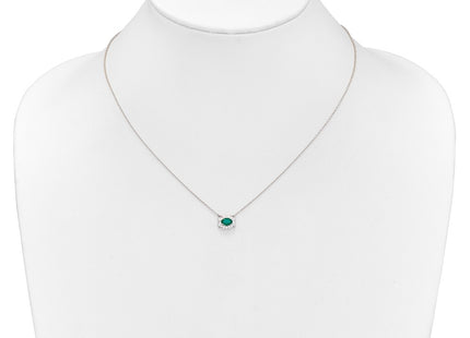 14K white gold diamond oval necklace, another view