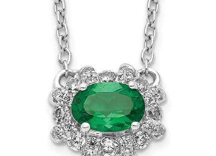 14K white gold diamond oval necklace