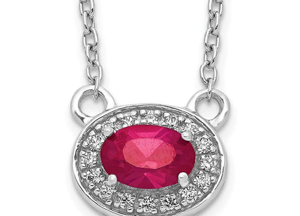 14K white gold diamond oval necklace