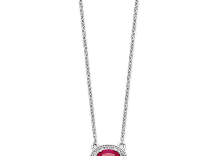14K white gold diamond oval necklace, alternate view