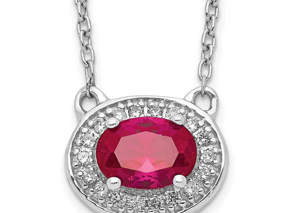 14K white gold diamond oval necklace