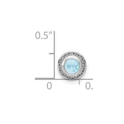 14K White Gold Diamond and Cabochon .47 Aquamarine Chain Slide