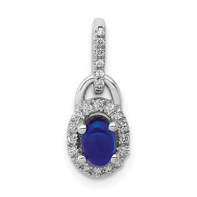 14K white gold diamond oval pendant