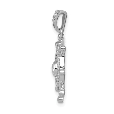 14K White Gold 1/. Diamond Ship Wheel Pendant, 26.4mm