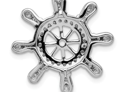 14k White Gold 1/. Diamond Ship Wheel Pendant (Style PM4052-025-WA)