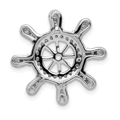 14K White Gold 1/. Diamond Ship Wheel Pendant, 20.35mm