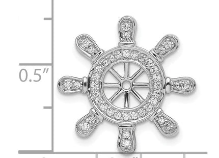 14k White Gold 1/. Diamond Ship Wheel Pendant (Style PM4052-025-WA)