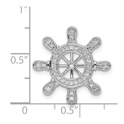 14K White Gold 1/. Diamond Ship Wheel Pendant, 20.35mm