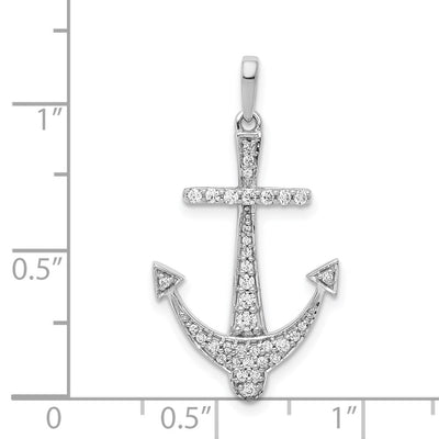 14K White Gold 1/. Diamond Anchor Pendant