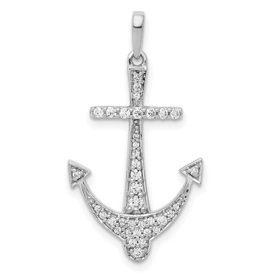 14K white gold diamond anchor pendant