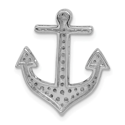 14K White Gold 1/. Diamond Anchor Chain Slide, 21.5mm