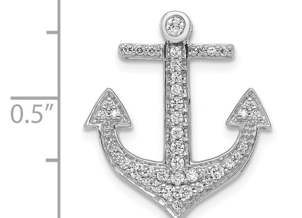 14k White Gold 1/. Diamond Anchor Chain Slide, 21.5mm