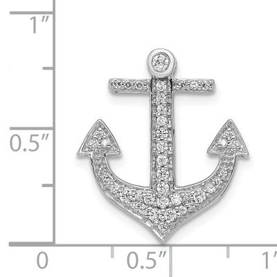 14K White Gold 1/. Diamond Anchor Chain Slide, 21.5mm