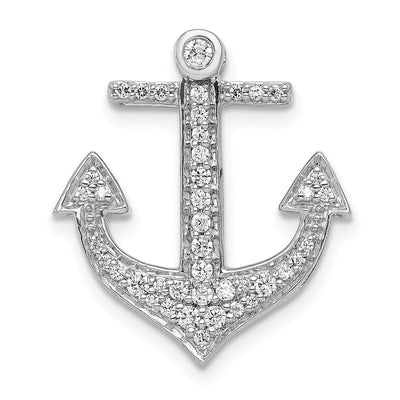 14K white gold diamond anchor link anchor chain