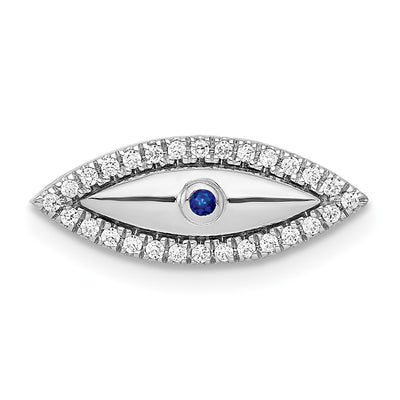 14K White Gold Diamond and Sapphire Evil Eye Chain Slide