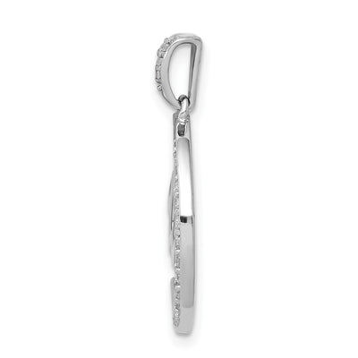 14K White Gold Diamond Allah, Star and Crescent Pendant
