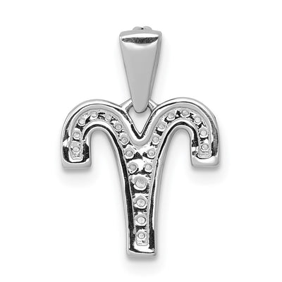 14K White Gold Diamond Aries Zodiac Pendant