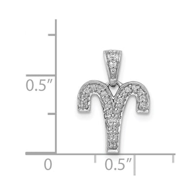 14K White Gold Diamond Aries Zodiac Pendant