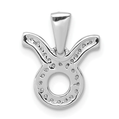 14K White Gold Diamond Taurus Zodiac Pendant