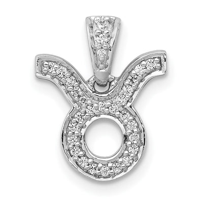 14K white gold diamond zodiac pendant