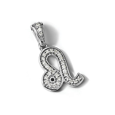 14K White Gold Diamond Leo Zodiac Pendant