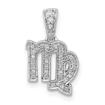 14K white gold diamond zodiac pendant