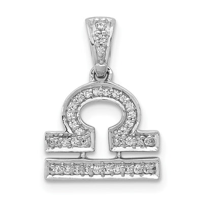 14K white gold diamond zodiac pendant