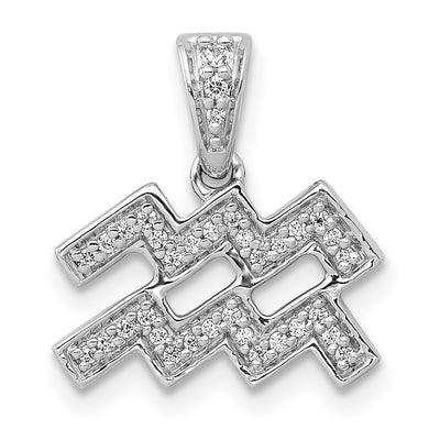 14K white gold diamond zodiac pendant