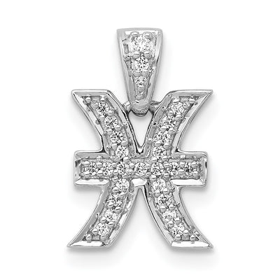 14K white gold diamond zodiac pendant