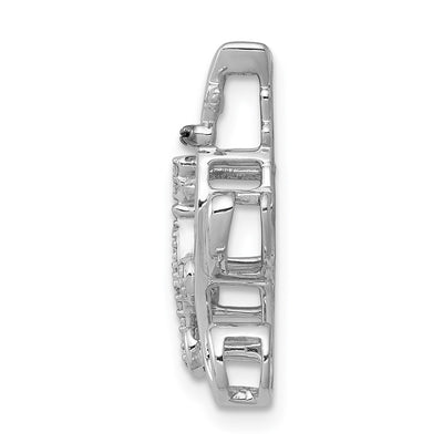 14K White Gold White and Black Accent Diamond Cats Chain Slide
