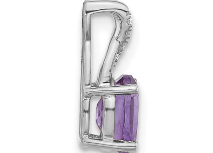 14K white gold diamond oval pendant, alternate view