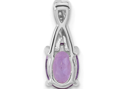 14K white gold diamond oval pendant, further view