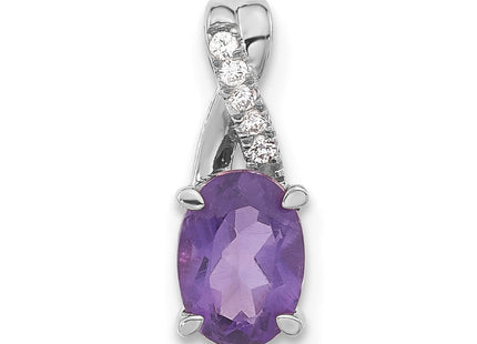 14K white gold diamond oval pendant