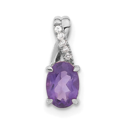 14K white gold diamond oval pendant