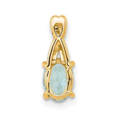 14K Oval Aquamarine and Diamond Pendant, 14.3 x 6.25mm