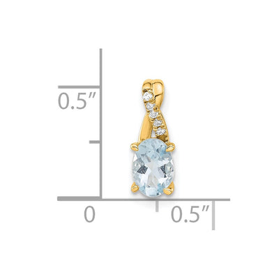 14K Oval Aquamarine and Diamond Pendant, 14.3 x 6.25mm