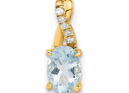 14K Oval Aquamarine and Diamond Pendant (Style PM4235-AQ-003-4YA)