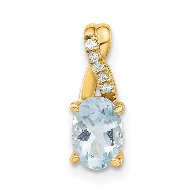 14K gold diamond oval pendant
