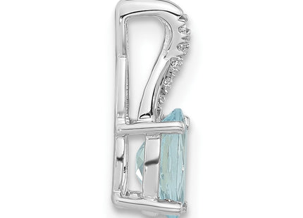 14K white gold diamond oval pendant, alternate view