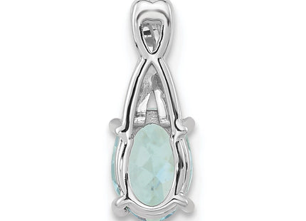 14K white gold diamond oval pendant, another view