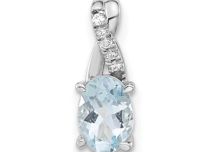 14K white gold diamond oval pendant
