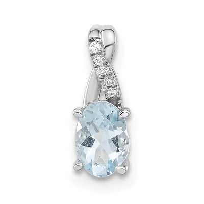 14K white gold diamond oval pendant
