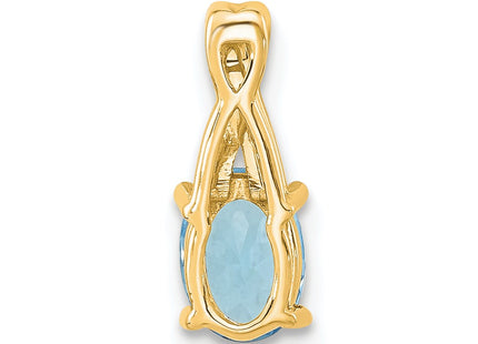 14K gold diamond oval pendant, another view