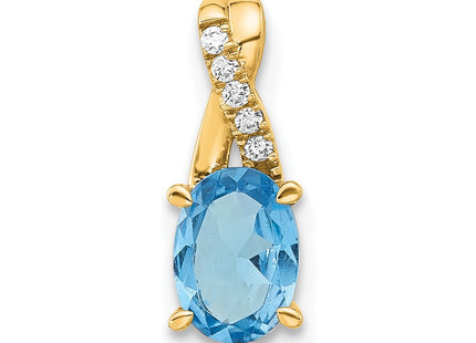 14K gold diamond oval pendant