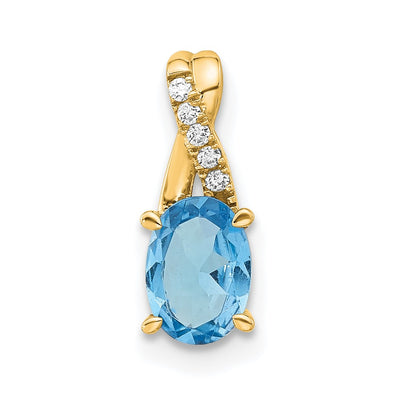 14K gold diamond oval pendant